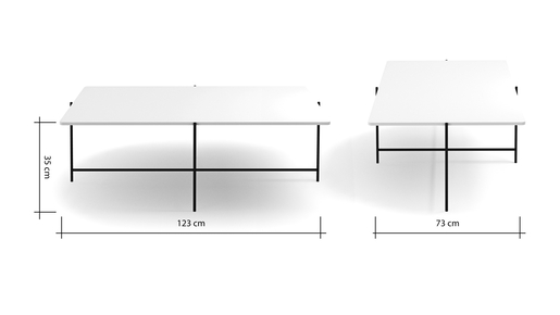 Couchtisch Enno - LBH ca. 73x123x35 cm, MDF, Weiß